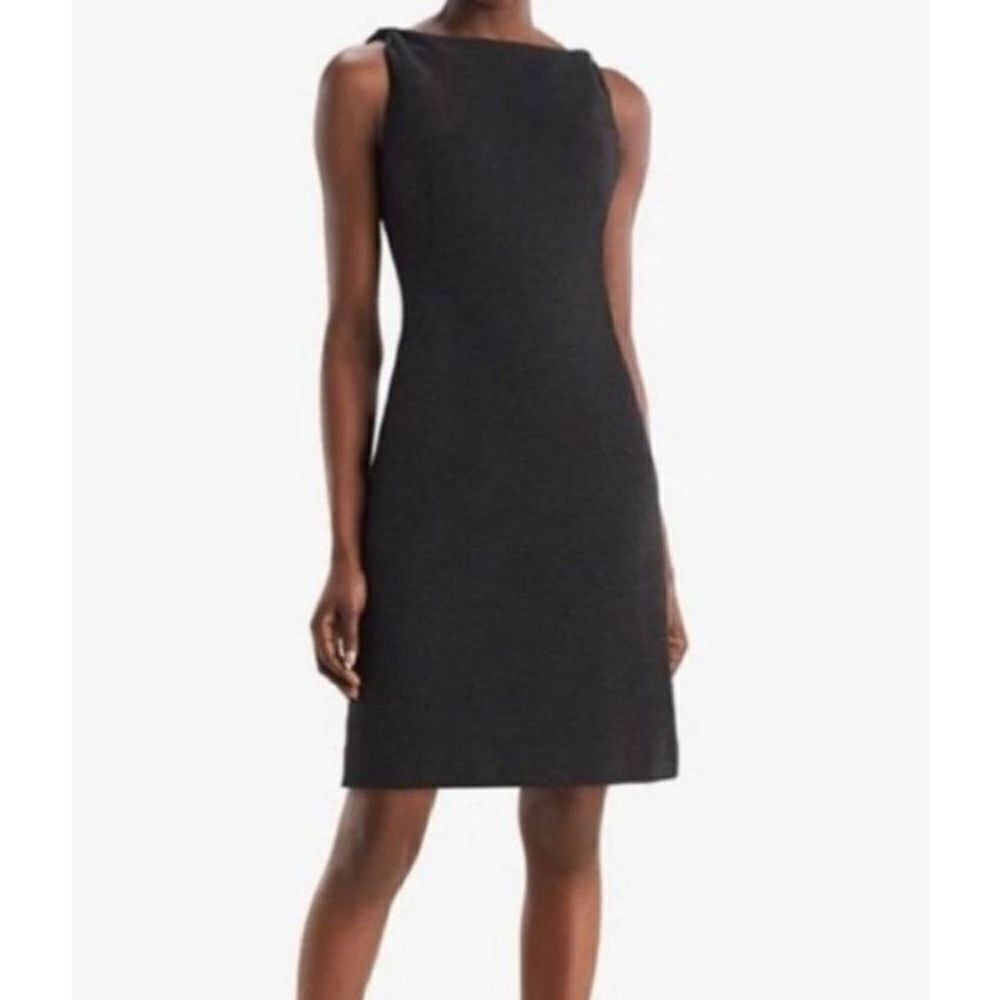 MM Lafleur charcoal gray Lydia twist shoulder dress sz 8
